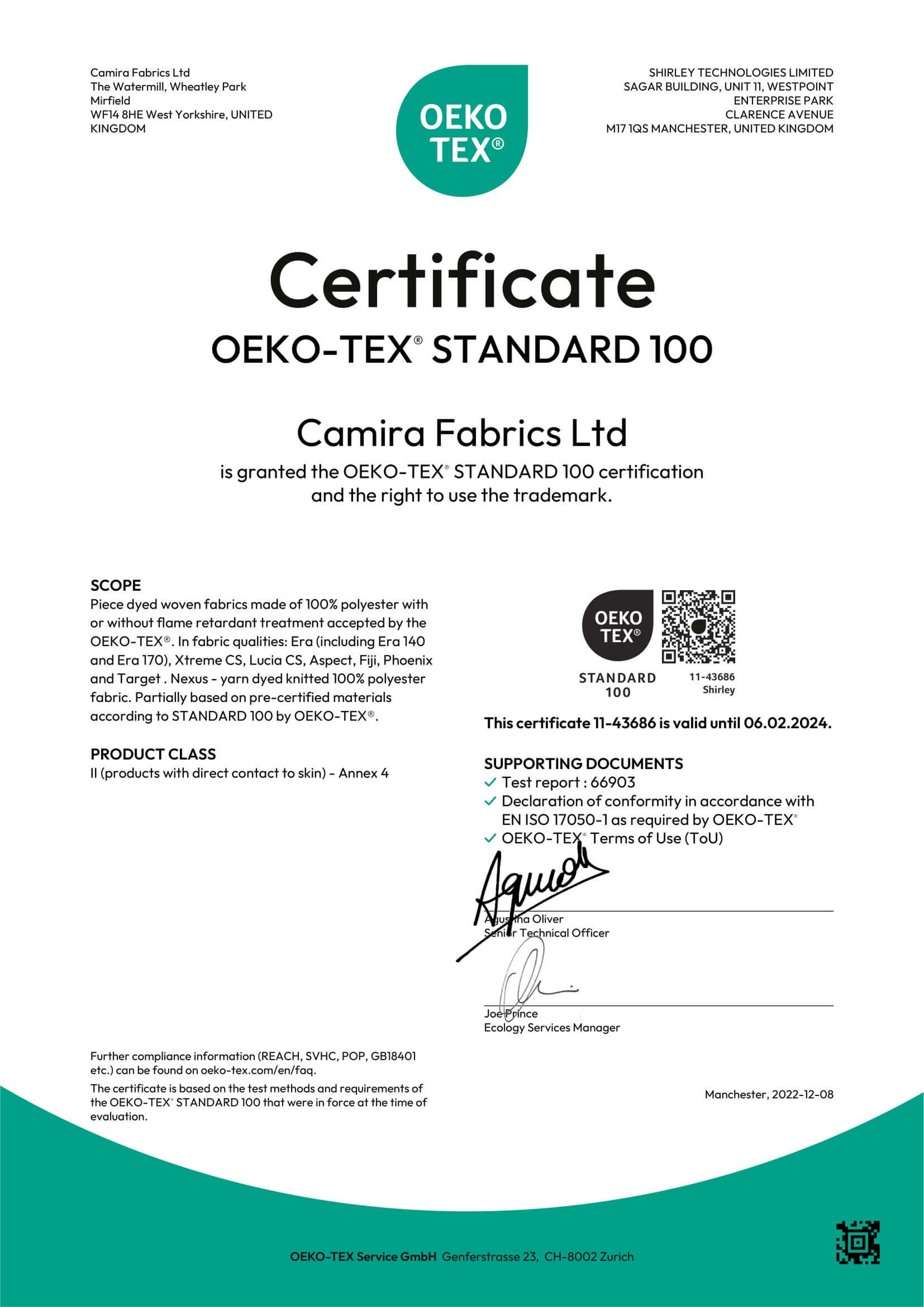 Oeko Tex Virgin Polyester